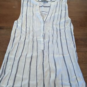 Striped Sleeveless Button-Down Top